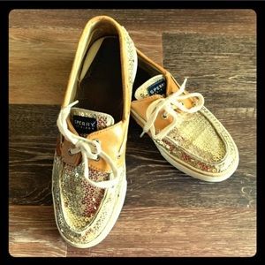 Sperry Gold Sequined Topsiders